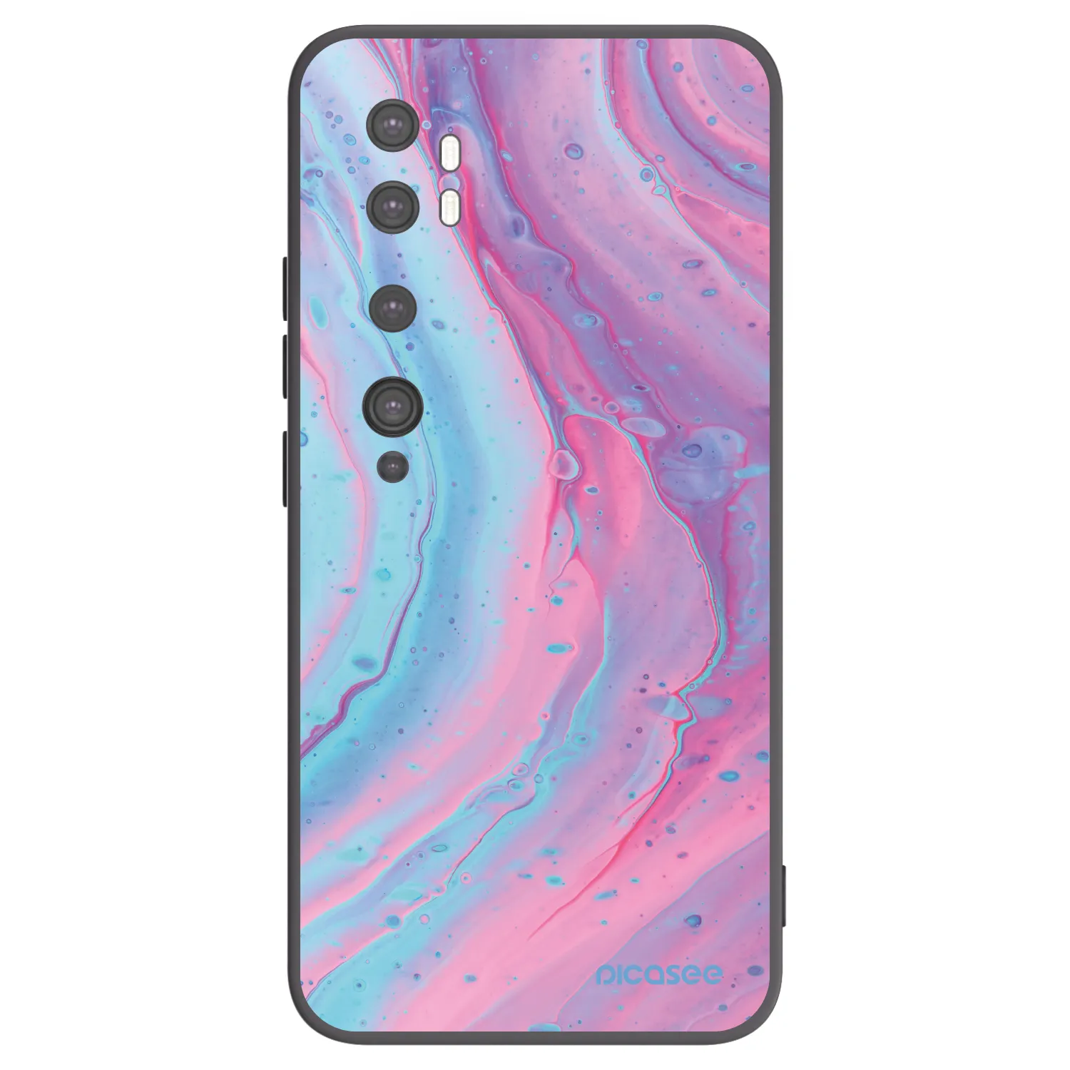 Picasee silikonowe czarne etui na Xiaomi Mi Note 10 (Pro) - Pink liquid