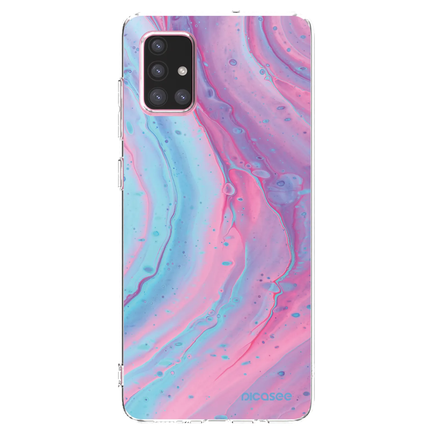 Picasee silikonowe przeźroczyste etui na Samsung Galaxy A71 A715F - Pink liquid