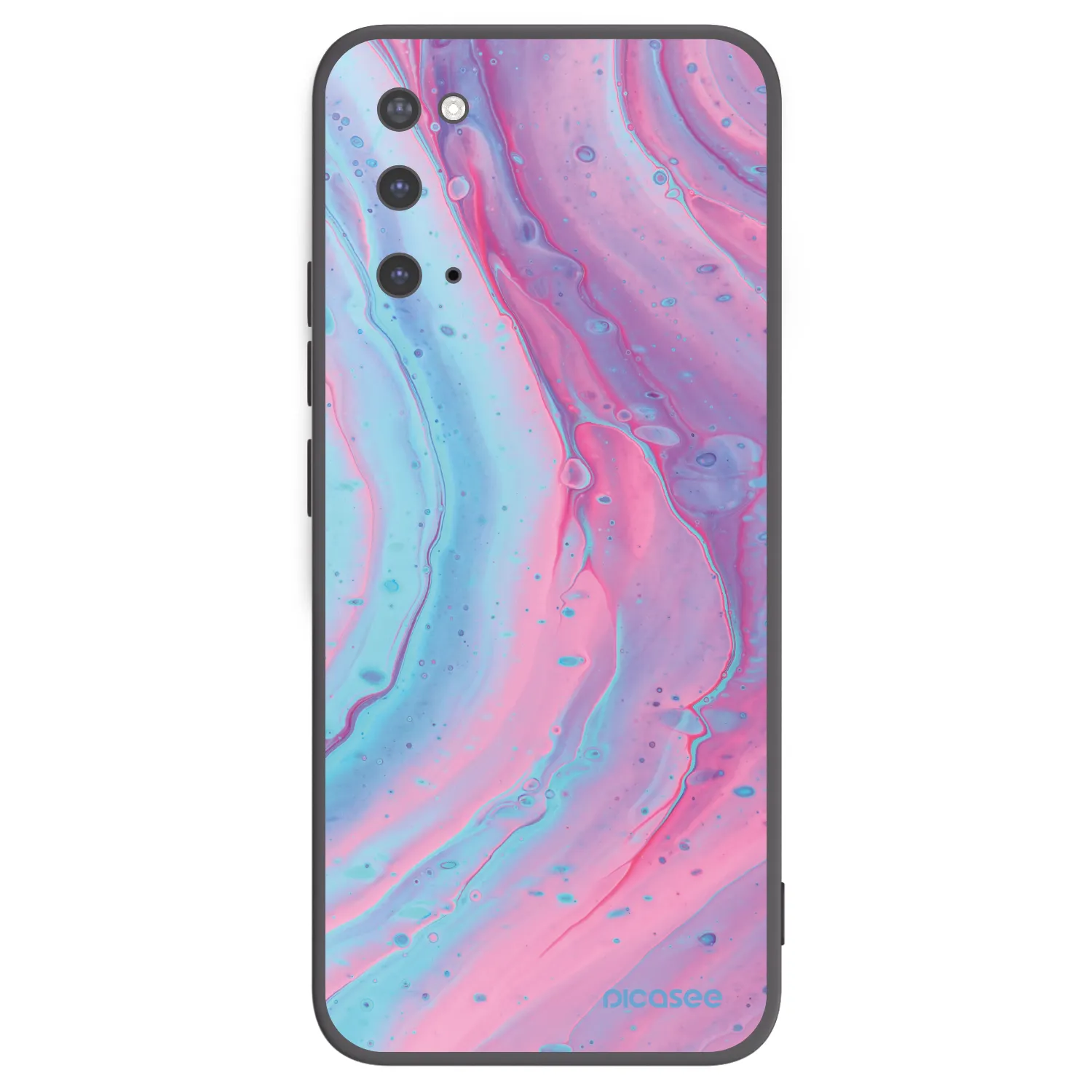 Picasee silikonowe czarne etui na Samsung Galaxy S20 G980F - Pink liquid