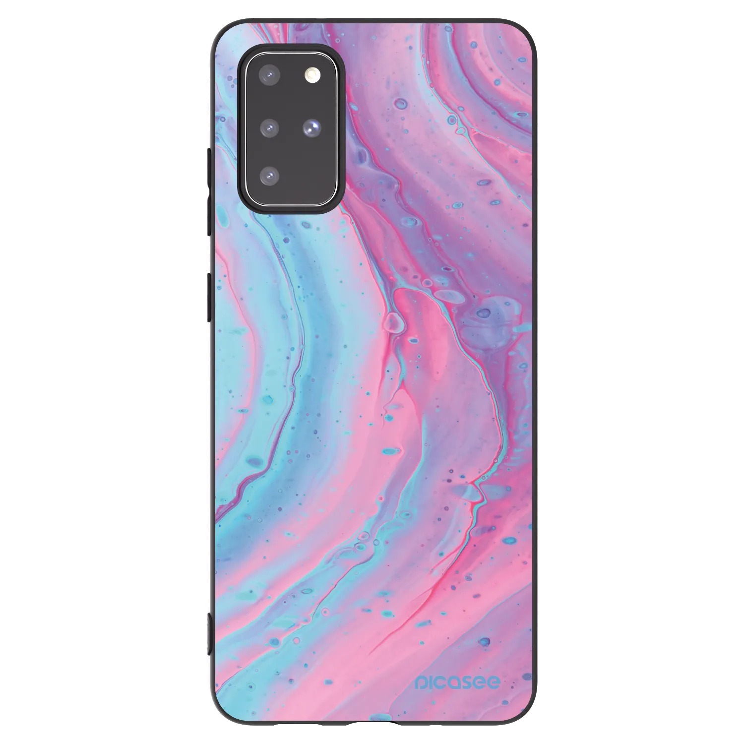 Picasee silikonowe czarne etui na Samsung Galaxy S20+ G985F - Pink liquid