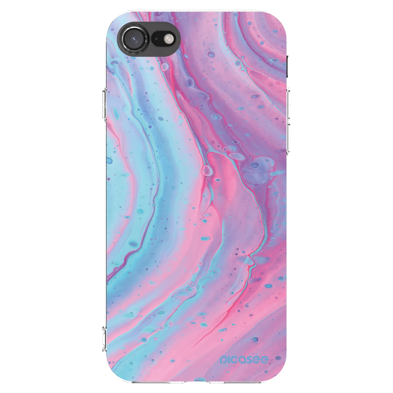Picasee silikonowe przeźroczyste etui na Apple iPhone SE 2020 - Pink liquid