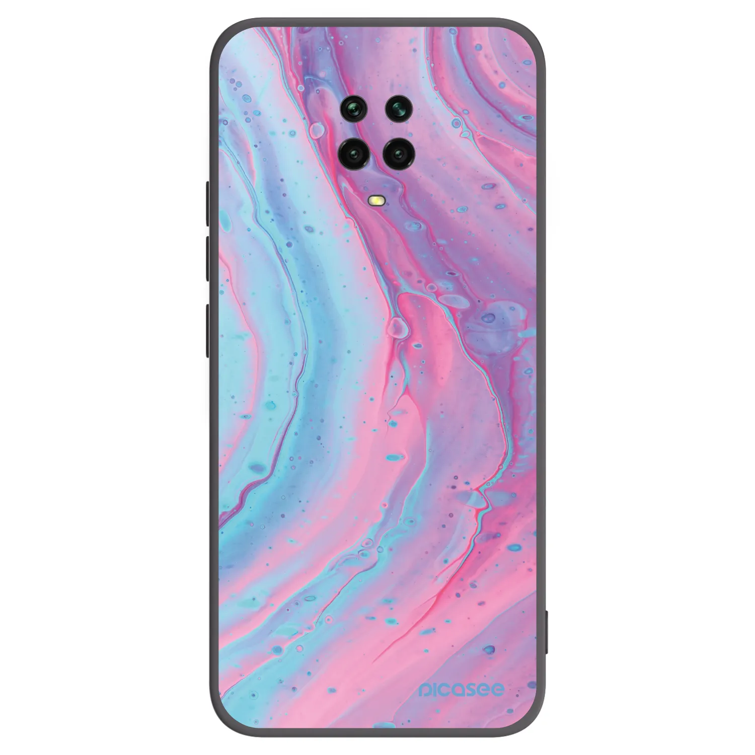 Picasee silikonowe czarne etui na Xiaomi Redmi Note 9 Pro - Pink liquid