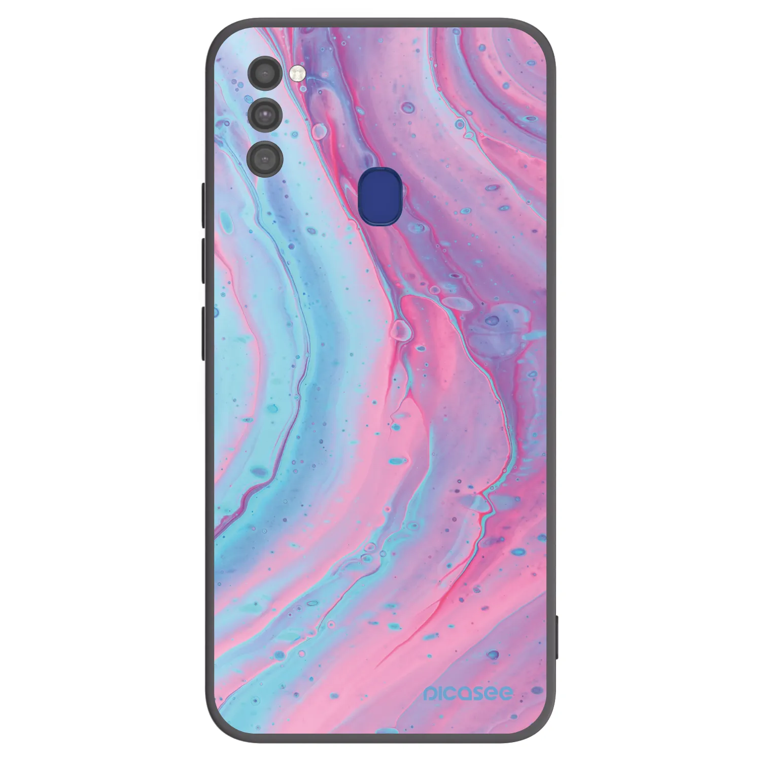 Picasee silikonowe czarne etui na Samsung Galaxy M21 M215F - Pink liquid