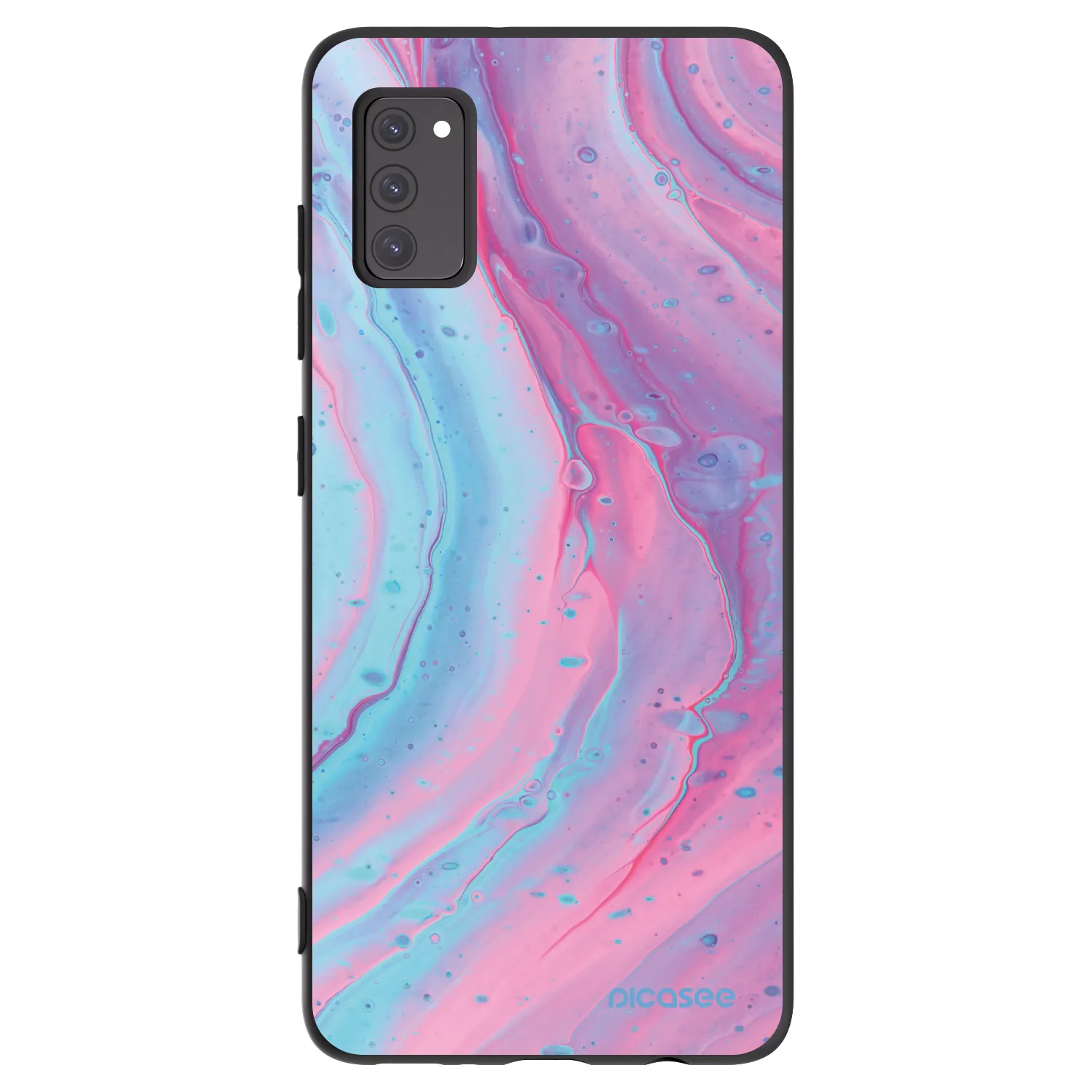 Picasee silikonowe czarne etui na Samsung Galaxy A41 A415F - Pink liquid