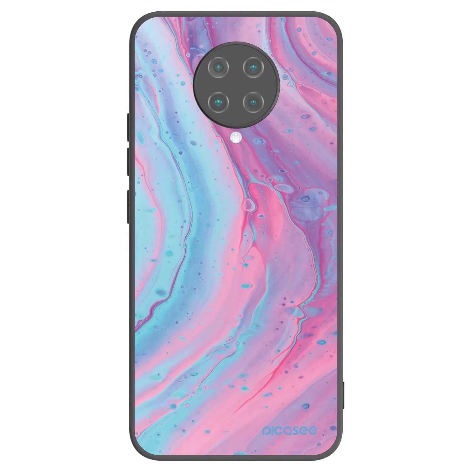 Picasee silikonowe czarne etui na Xiaomi Poco F2 Pro - Pink liquid