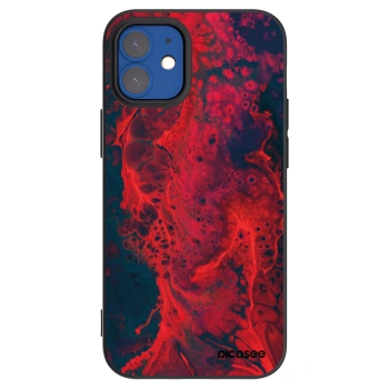 Picasee silikonowe czarne etui na Apple iPhone 12 mini - Organic red