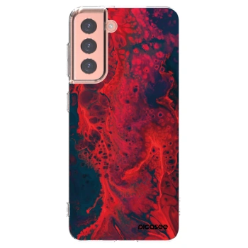 Picasee silikonowe przeźroczyste etui na Samsung Galaxy S21 5G G991B - Organic red