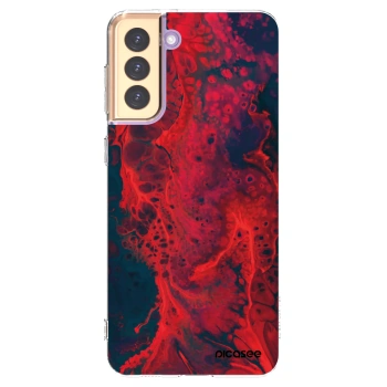 Picasee silikonowe przeźroczyste etui na Samsung Galaxy S21+ 5G G996F - Organic red