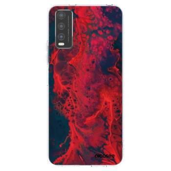 Picasee silikonowe przeźroczyste etui na Vivo Y20s - Organic red