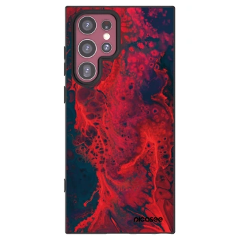 Picasee silikonowe czarne etui na Samsung Galaxy S22 Ultra 5G - Organic red