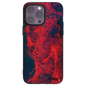 Picasee silikonowe czarne etui na Apple iPhone 14 Pro Max - Organic red