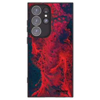 Picasee silikonowe czarne etui na Samsung Galaxy S23 Ultra 5G - Organic red