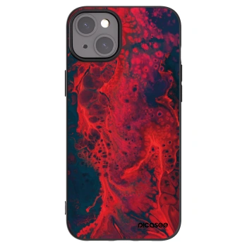 Picasee silikonowe czarne etui na Apple iPhone 15 Plus - Organic red