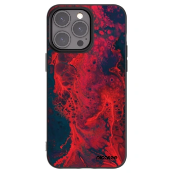 Picasee silikonowe czarne etui na Apple iPhone 15 Pro Max - Organic red