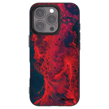 Picasee silikonowe czarne etui na Apple iPhone 16 Pro - Organic red
