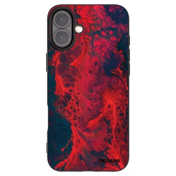 Picasee silikonowe czarne etui na Apple iPhone 16 Plus - Organic red