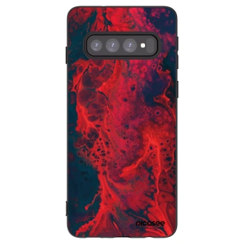 Picasee silikonowe czarne etui na Samsung Galaxy S10 G973 - Organic red