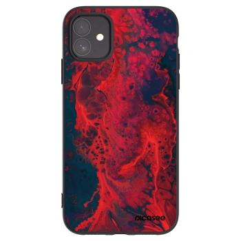 Picasee silikonowe czarne etui na Apple iPhone 11 - Organic red