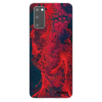 Picasee silikonowe przeźroczyste etui na Samsung Galaxy S20 G980F - Organic red