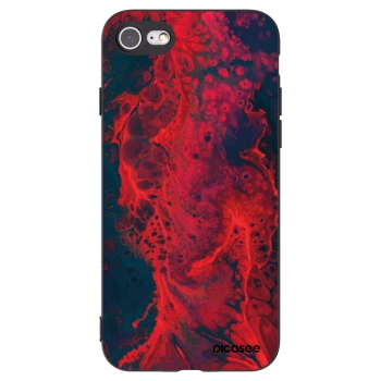 Picasee silikonowe czarne etui na Apple iPhone SE 2020 - Organic red