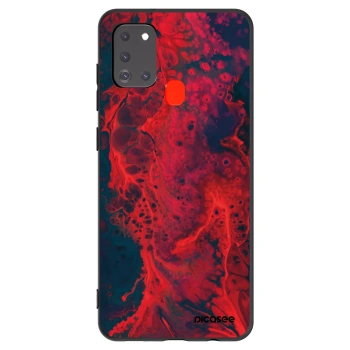 Picasee silikonowe czarne etui na Samsung Galaxy A21s - Organic red