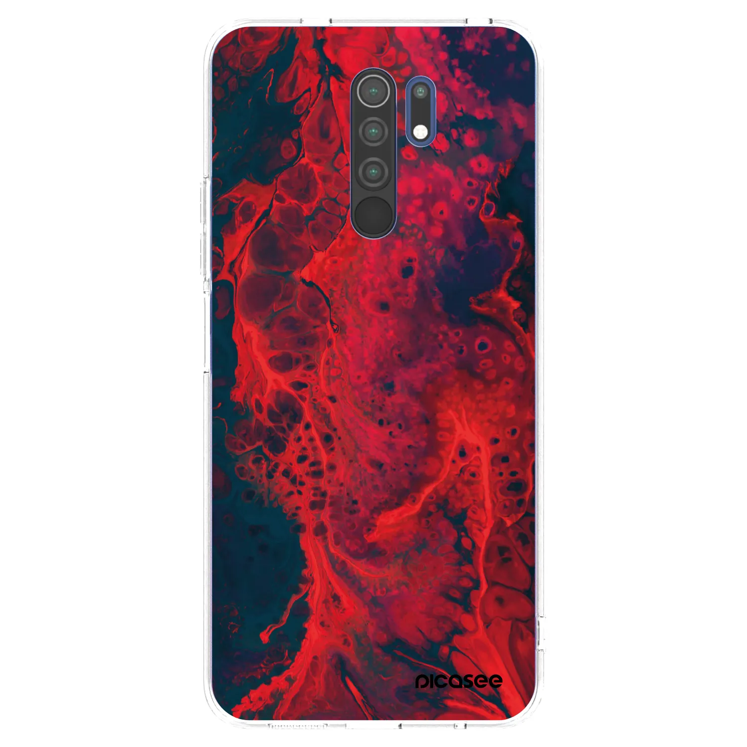 Picasee silikonowe przeźroczyste etui na Xiaomi Redmi 9 - Organic red
