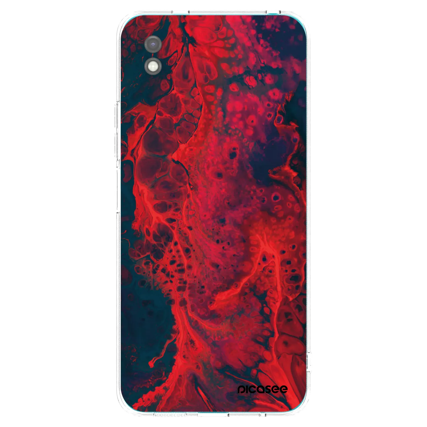 Picasee silikonowe czarne etui na Xiaomi Redmi 9A - Organic red