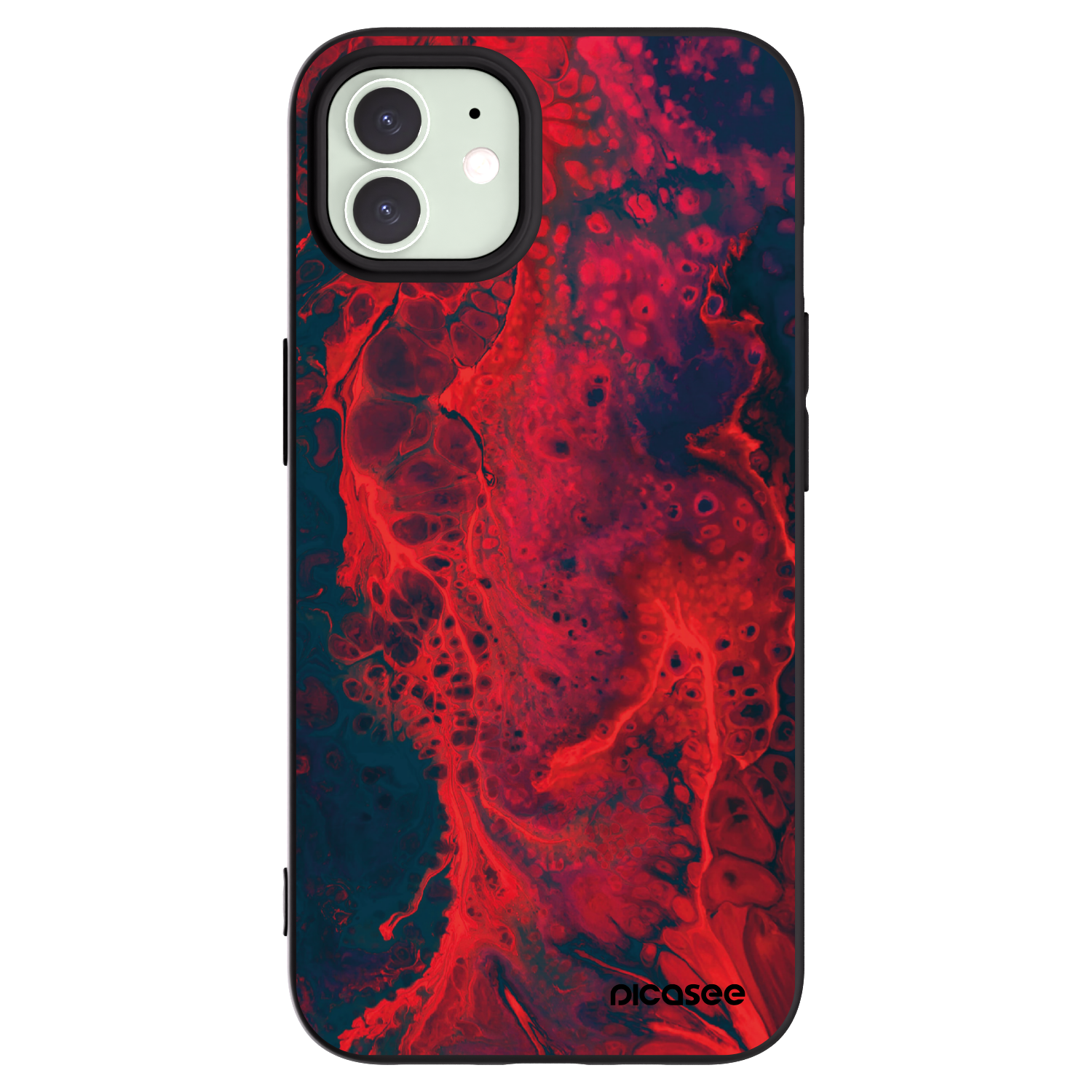 Picasee silikonowe czarne etui na Apple iPhone 12 - Organic red