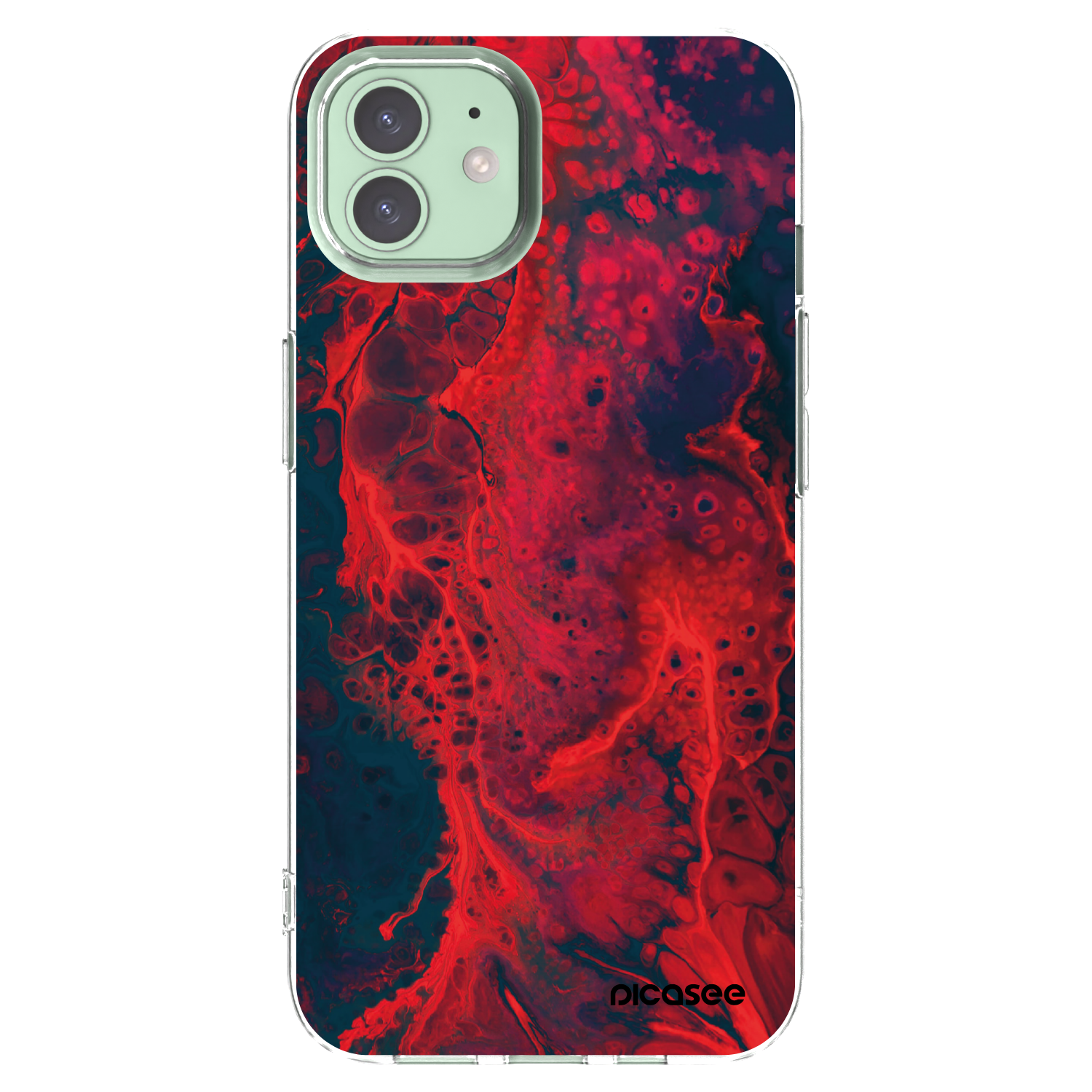 Picasee silikonowe przeźroczyste etui na Apple iPhone 12 - Organic red