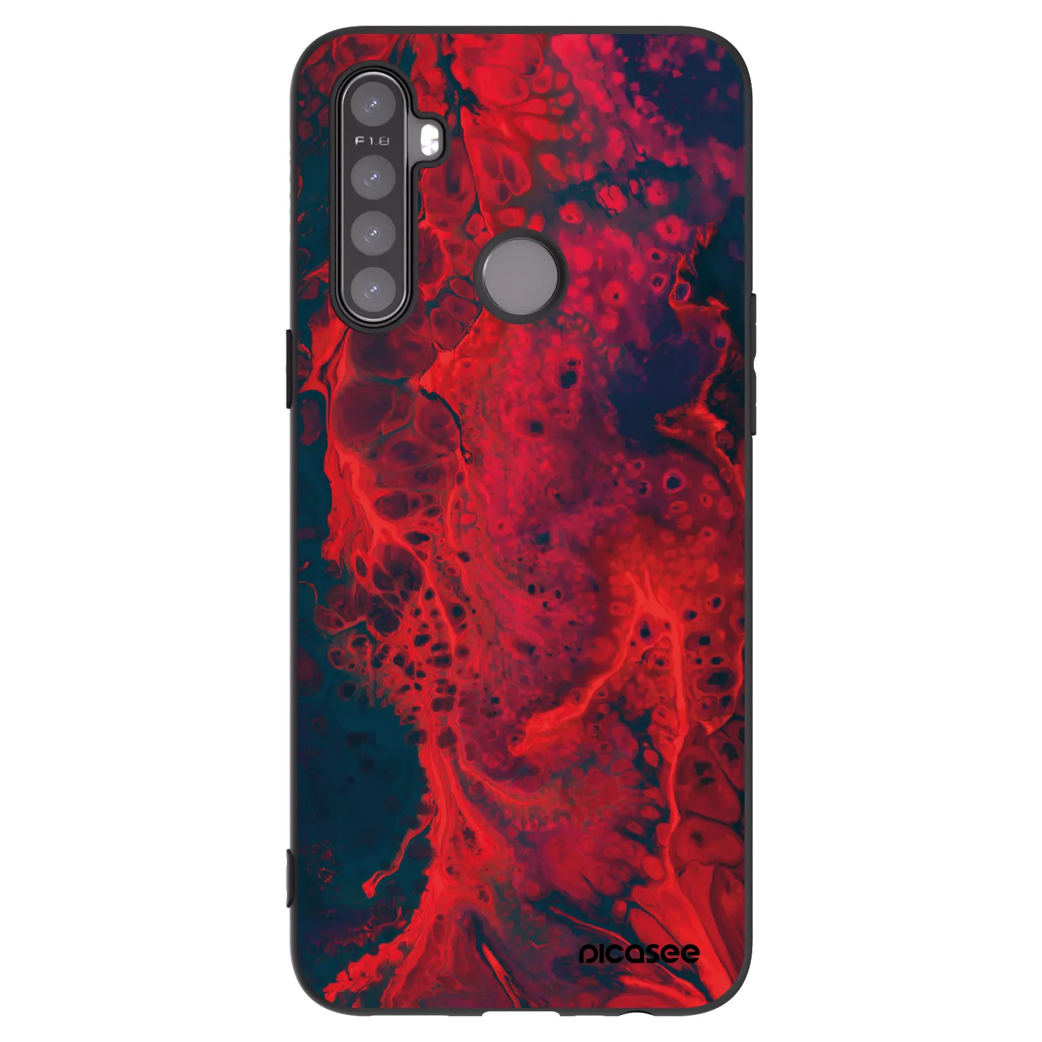 Picasee silikonowe czarne etui na Realme 5 - Organic red