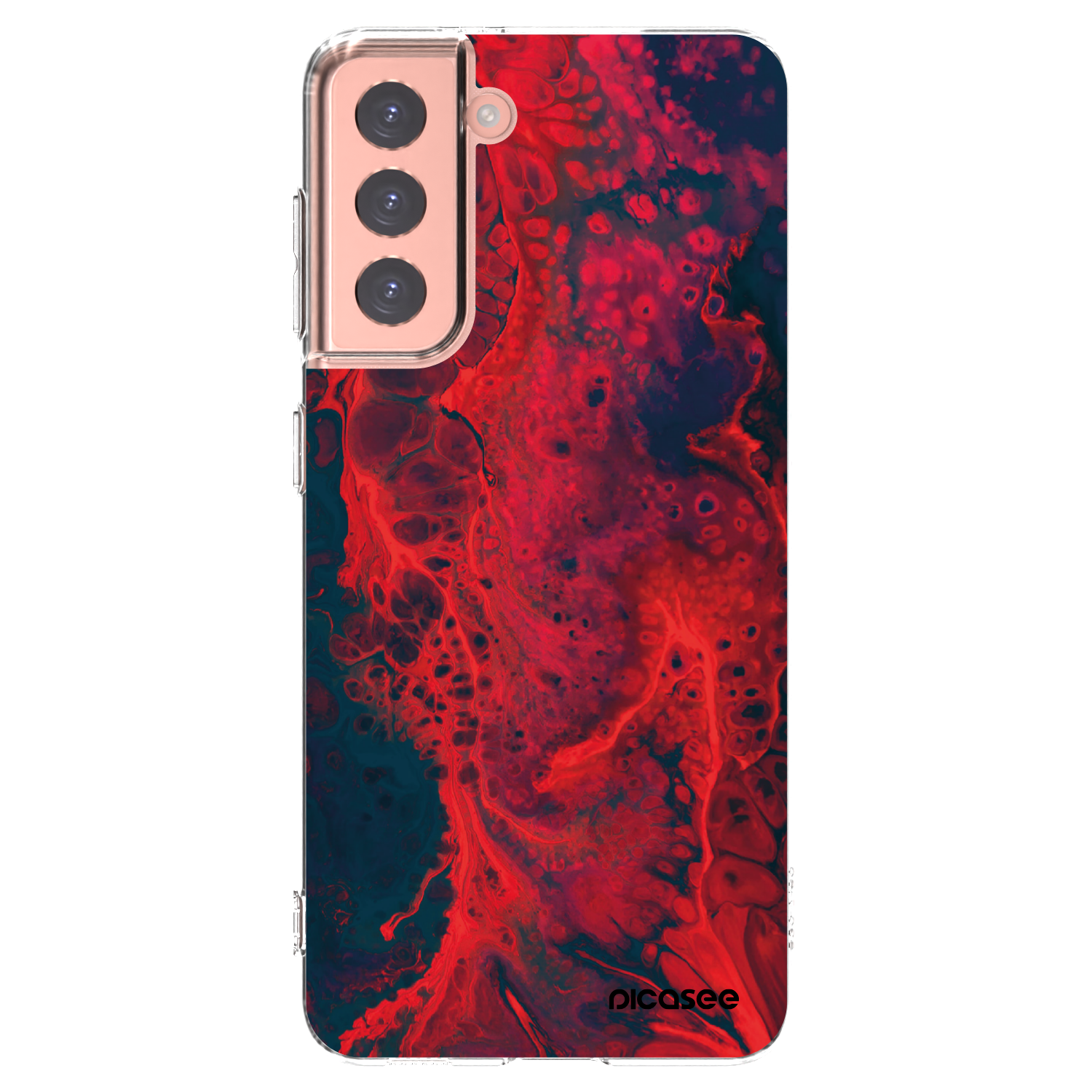 Picasee silikonowe przeźroczyste etui na Samsung Galaxy S21 5G G991B - Organic red