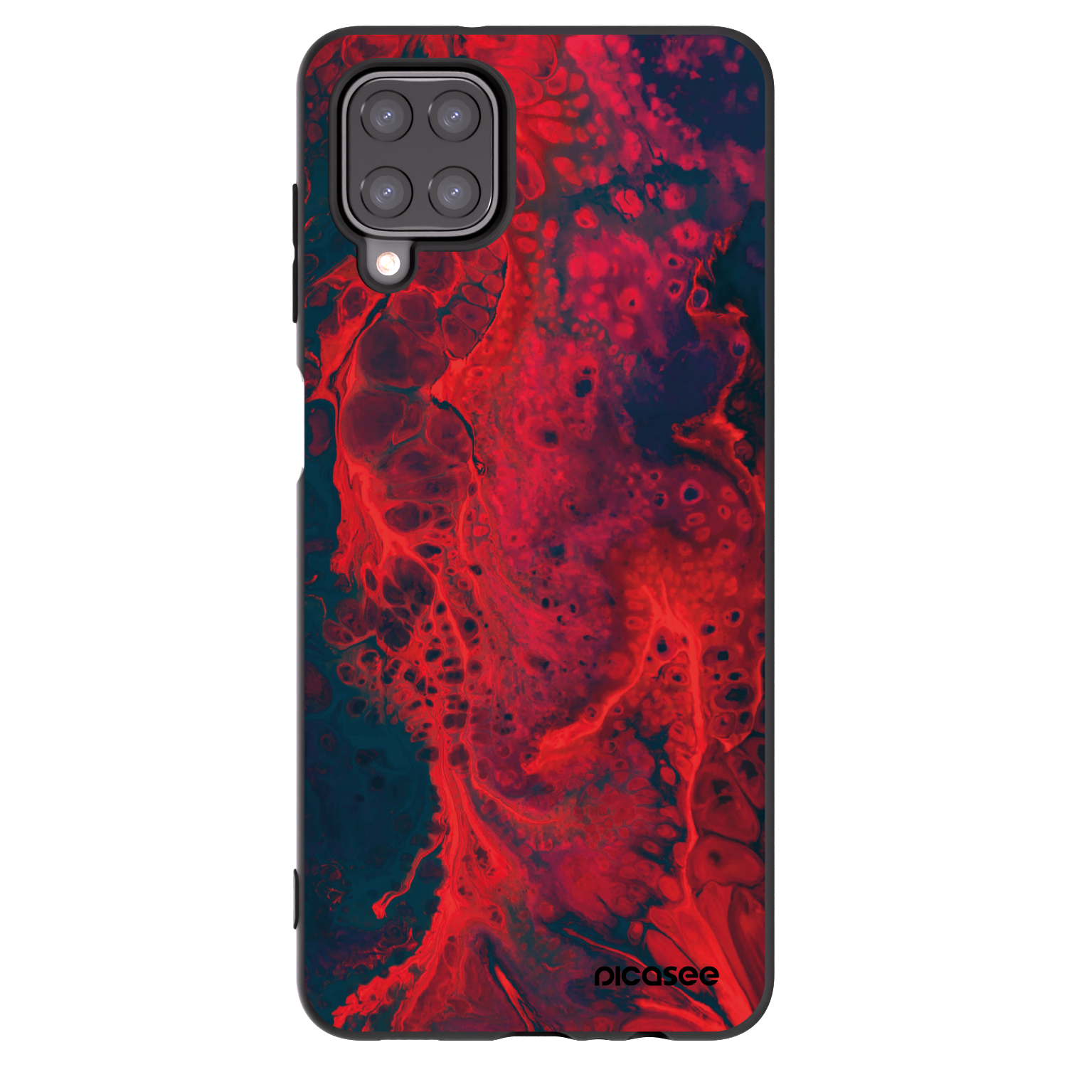 Picasee silikonowe czarne etui na Samsung Galaxy A12 A125F - Organic red