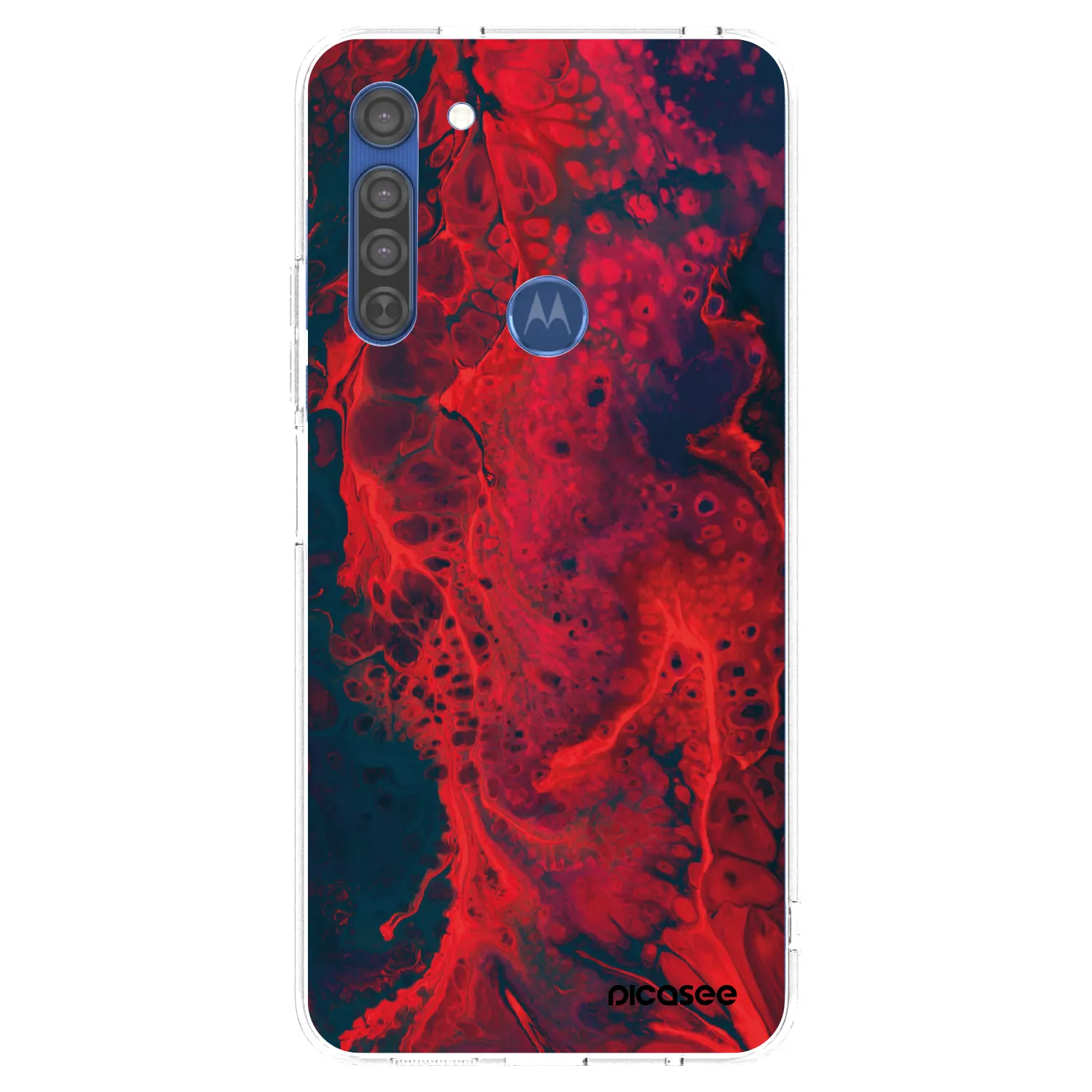 Picasee silikonowe przeźroczyste etui na Motorola Moto G8 - Organic red