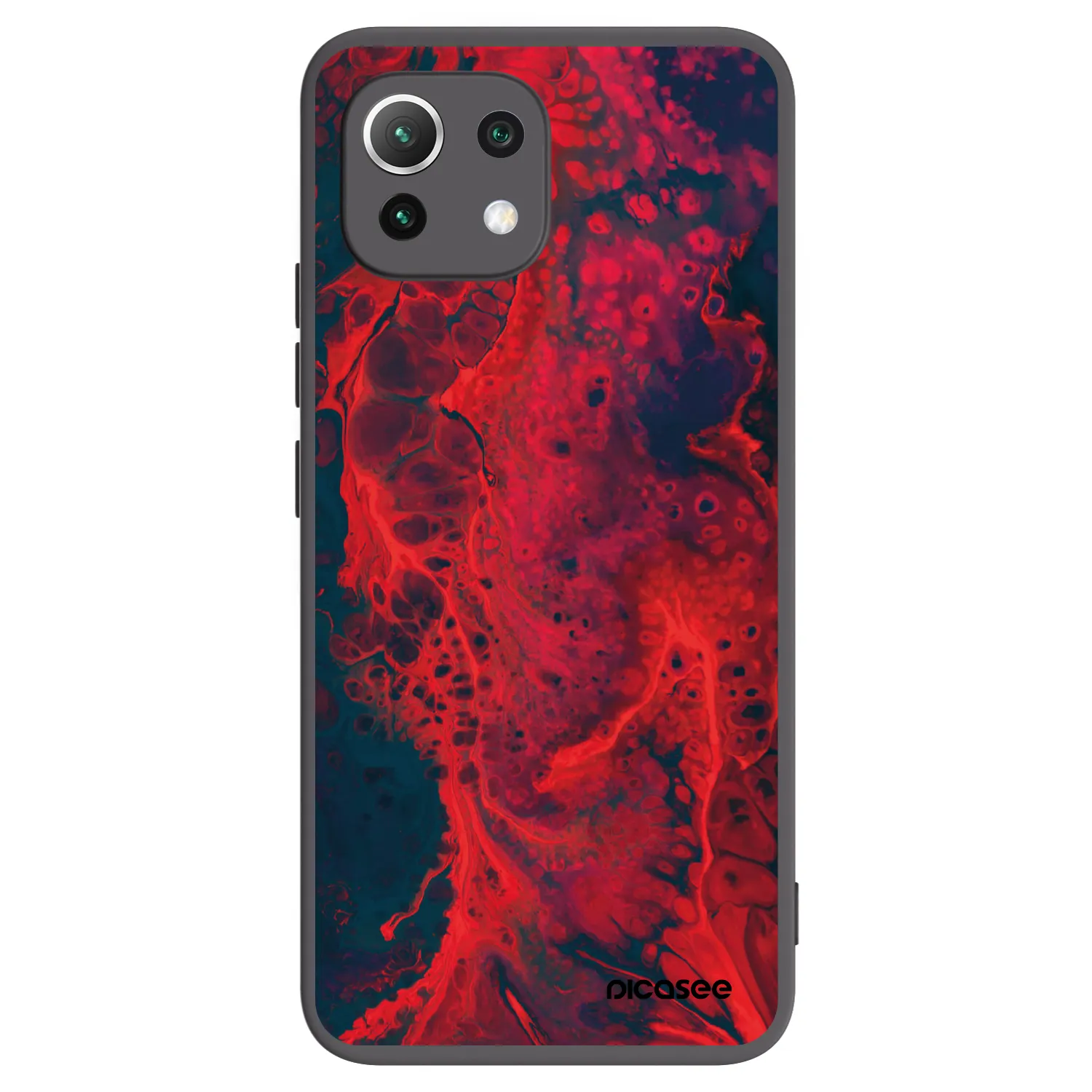 Picasee silikonowe czarne etui na Xiaomi Mi 11 Lite - Organic red