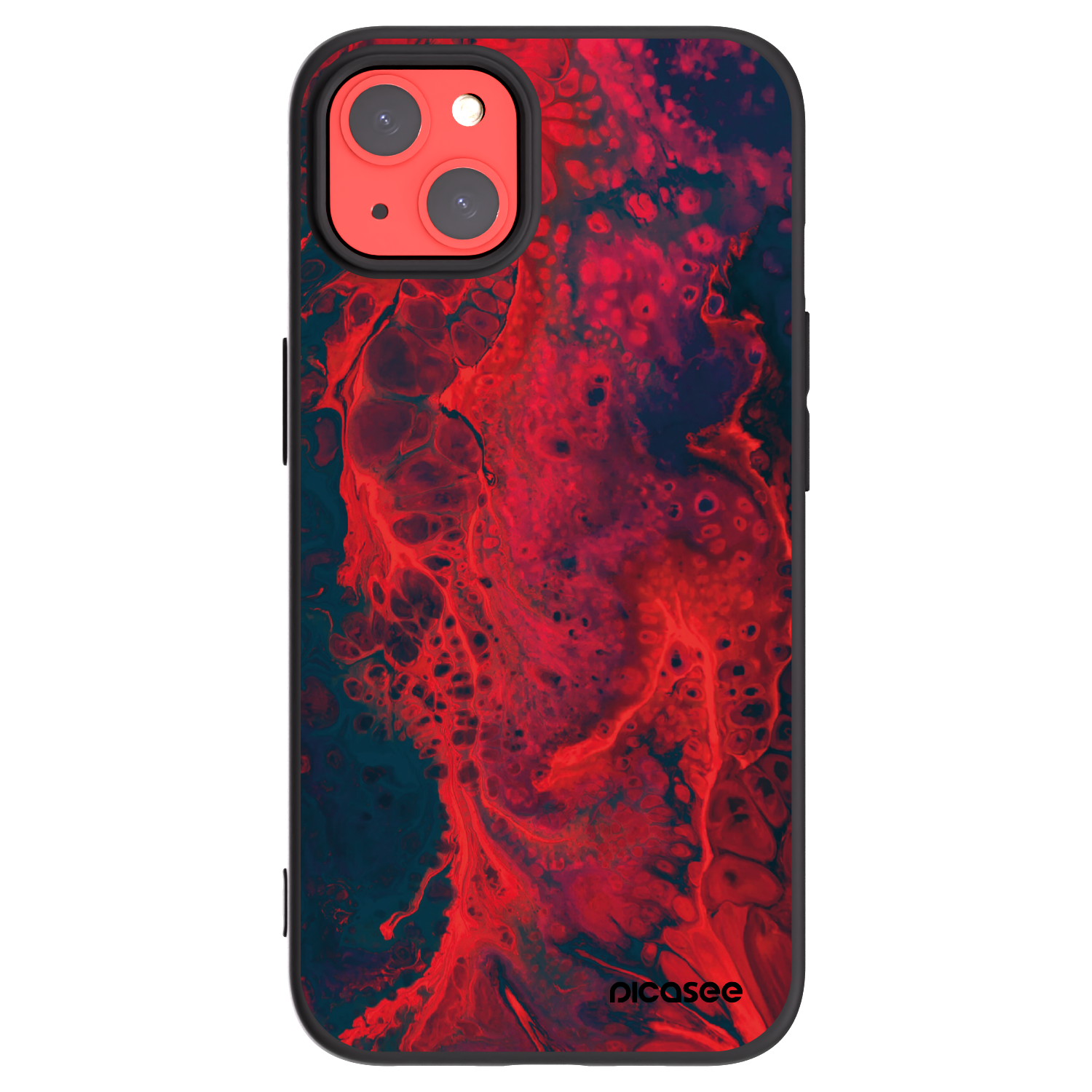 Picasee silikonowe czarne etui na Apple iPhone 13 - Organic red