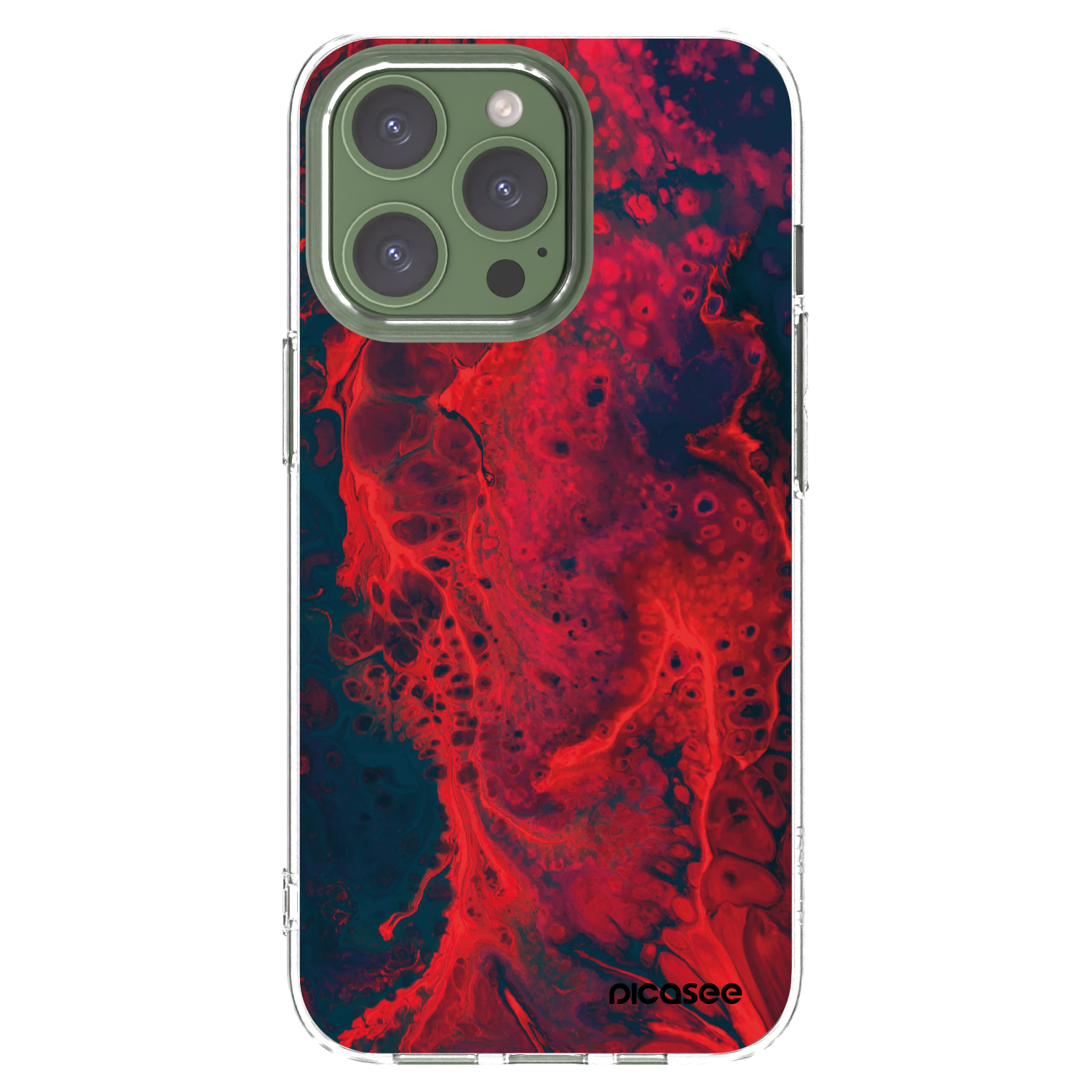 Picasee silikonowe przeźroczyste etui na Apple iPhone 13 Pro - Organic red