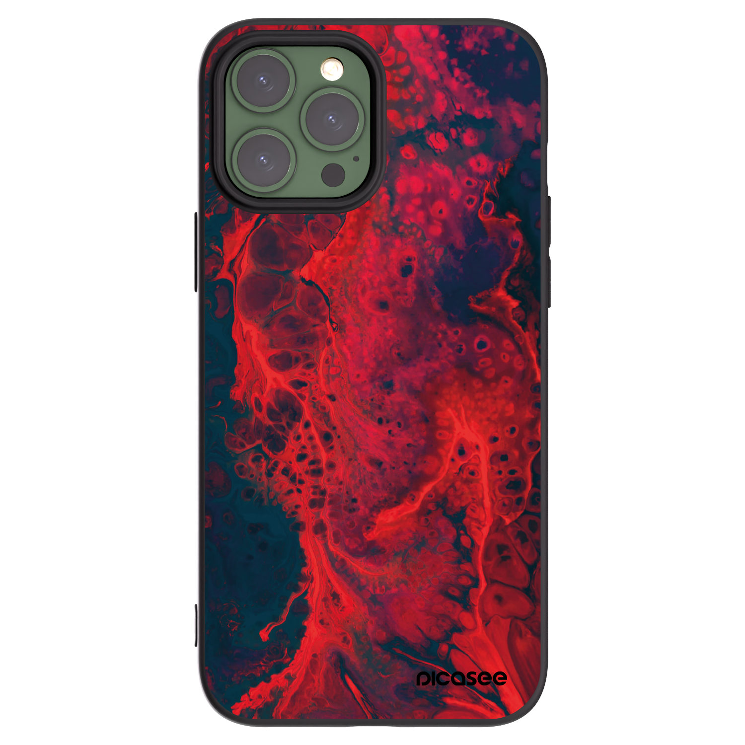 Picasee silikonowe czarne etui na Apple iPhone 13 Pro Max - Organic red