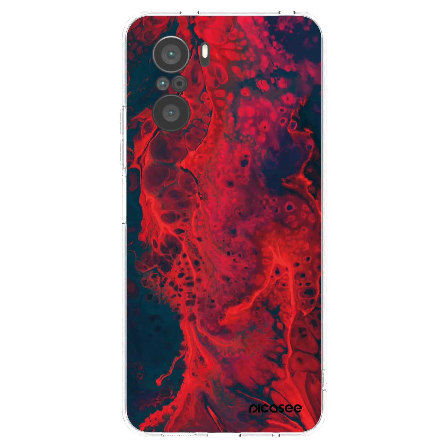 Picasee silikonowe przeźroczyste etui na Xiaomi Poco F3 - Organic red