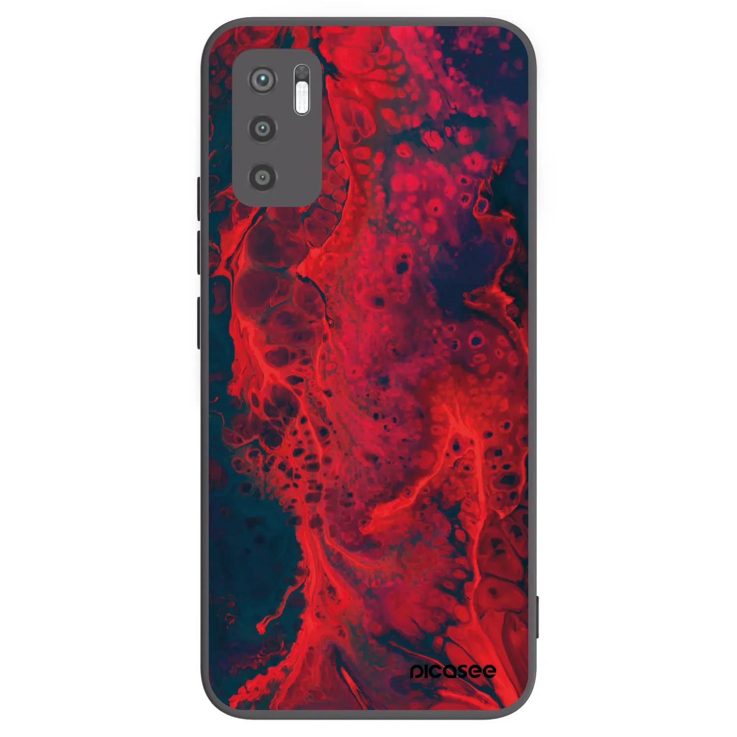Picasee silikonowe czarne etui na Xiaomi Redmi Note 10 5G - Organic red