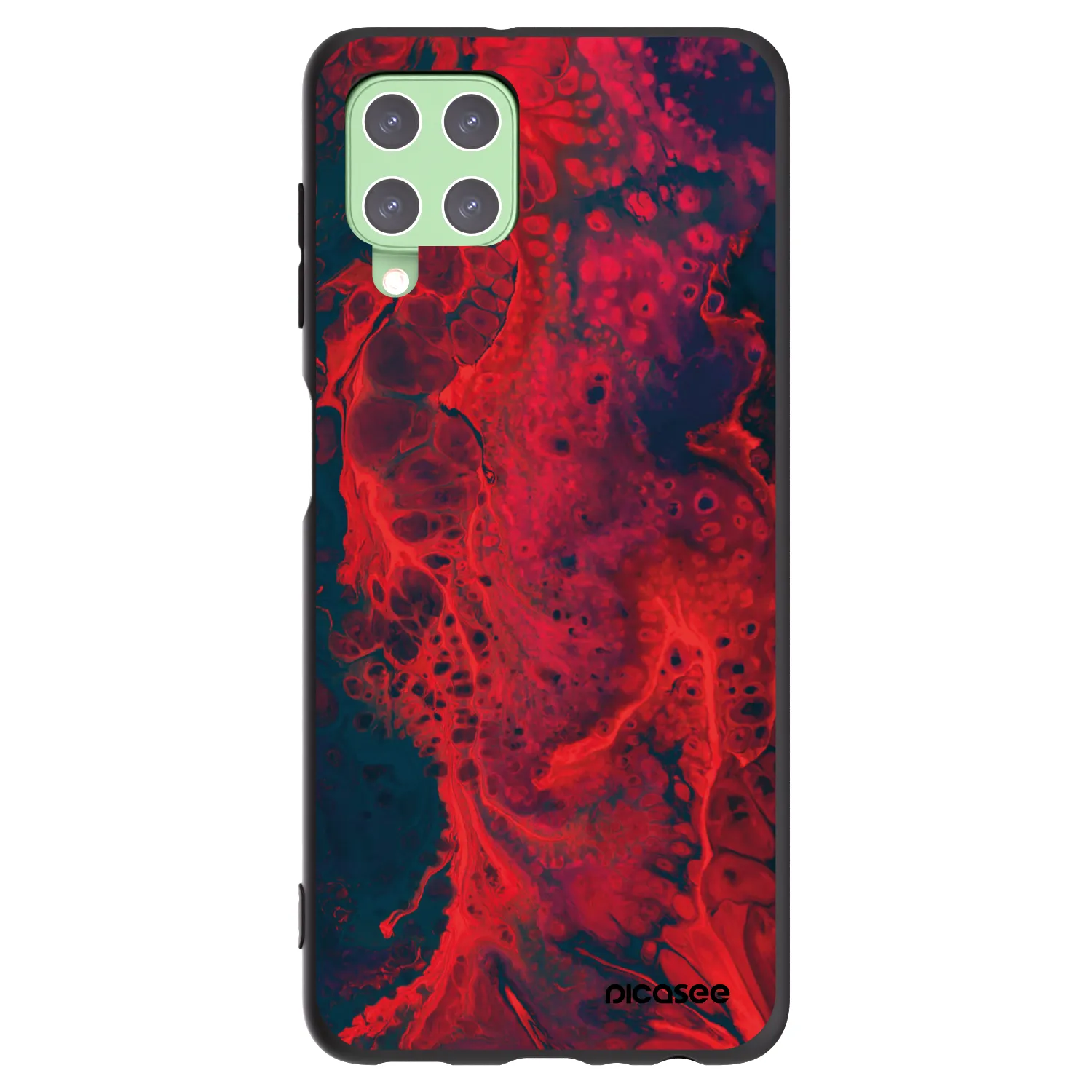 Picasee silikonowe czarne etui na Samsung Galaxy A22 A225F 4G - Organic red