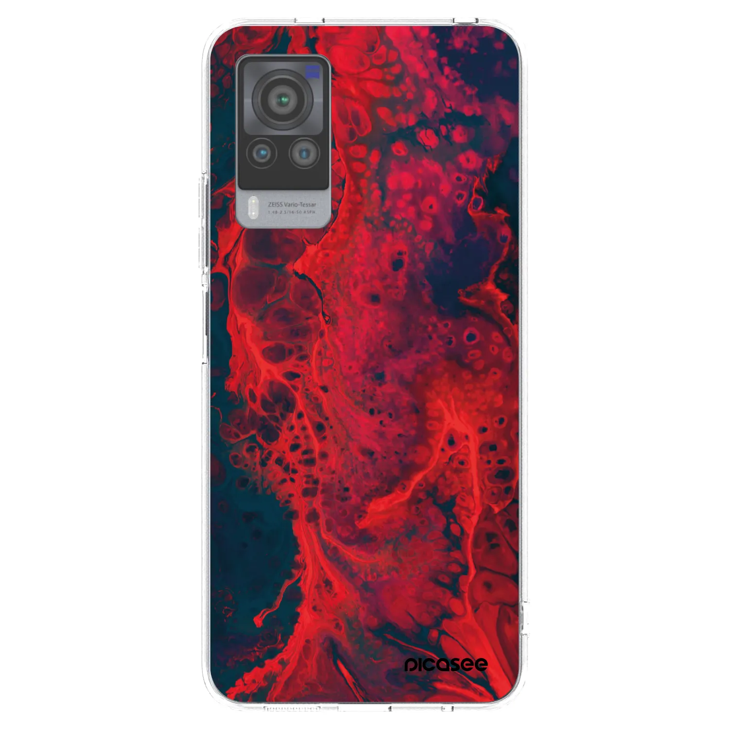 Picasee silikonowe przeźroczyste etui na Vivo X60 Pro 5G - Organic red