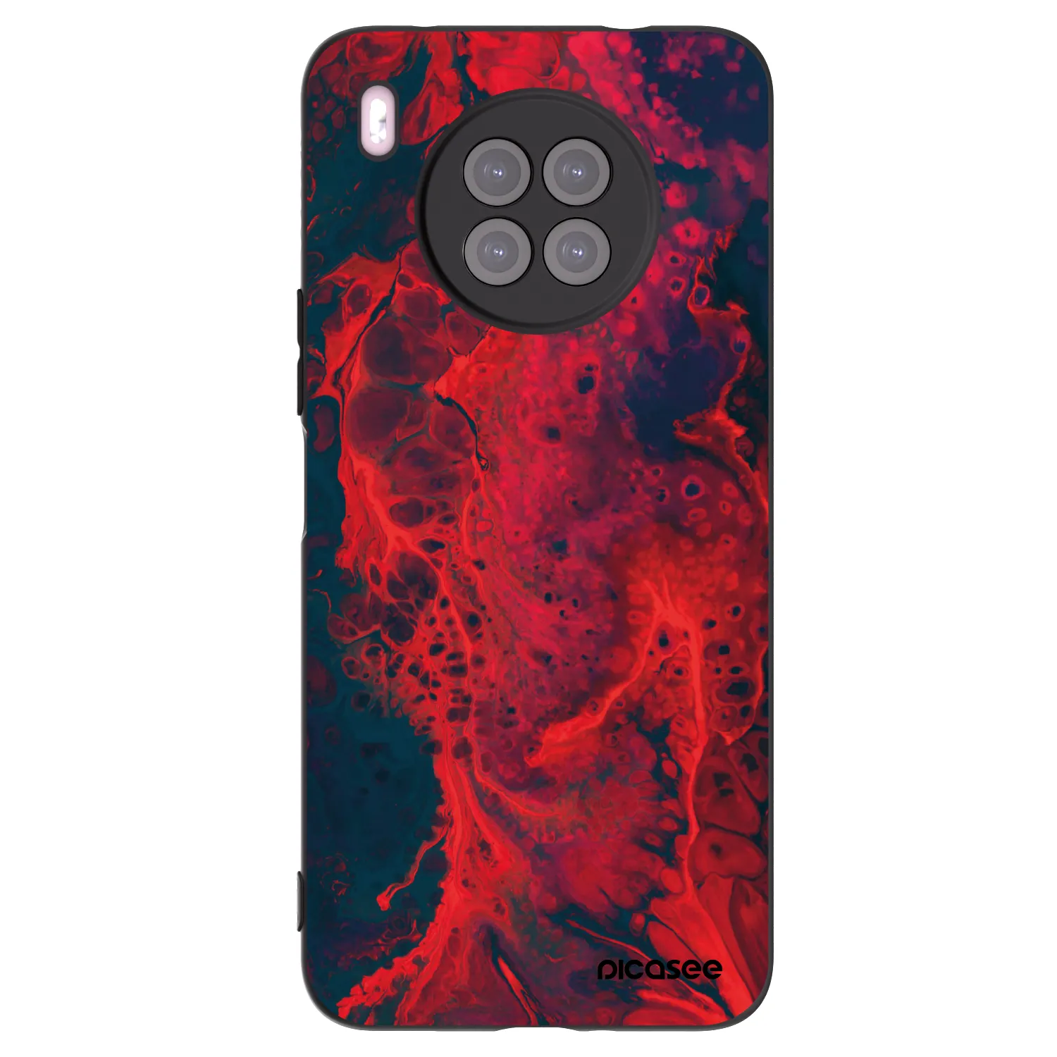 Picasee silikonowe czarne etui na Huawei Nova 8i - Organic red