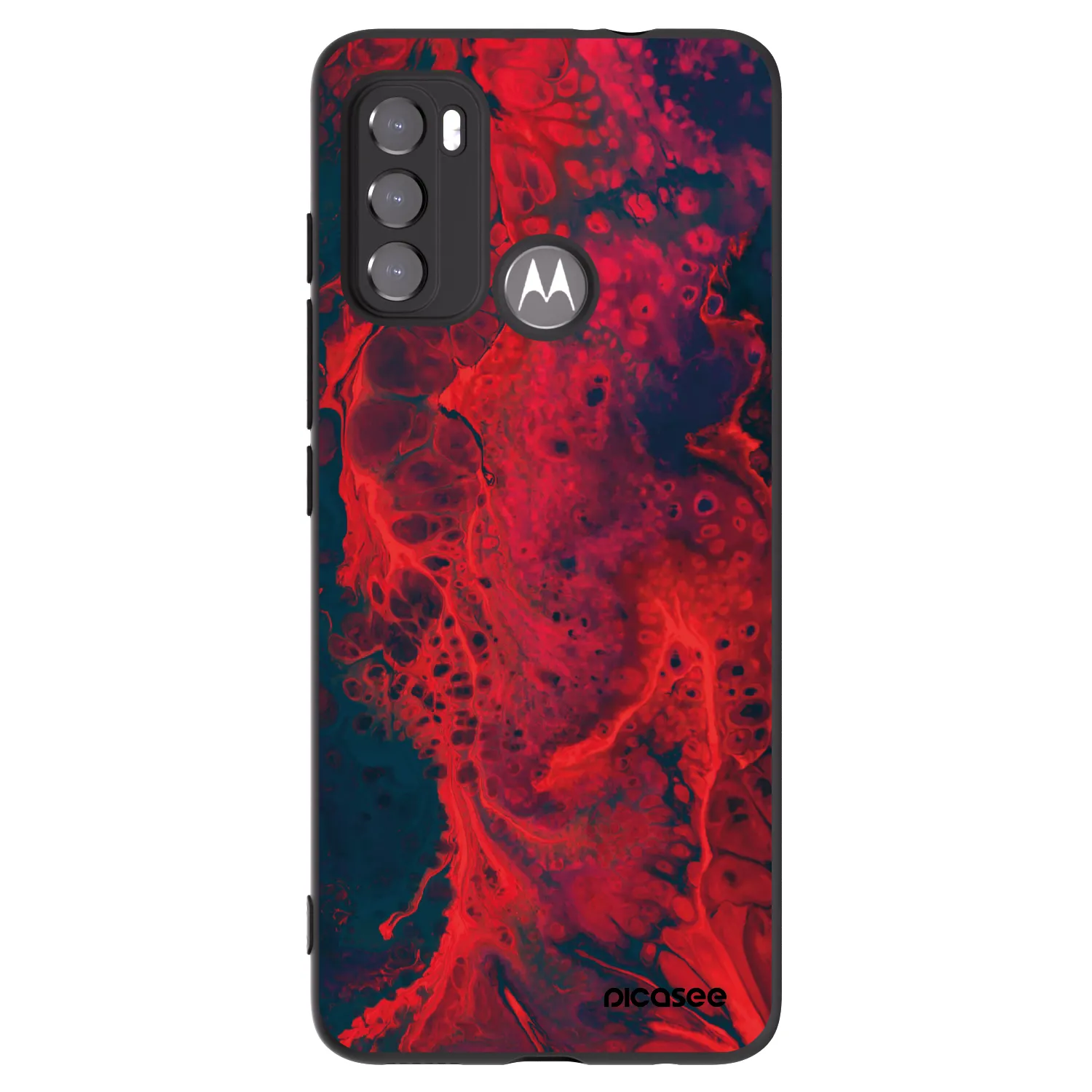 Picasee silikonowe czarne etui na Motorola Moto G60 - Organic red