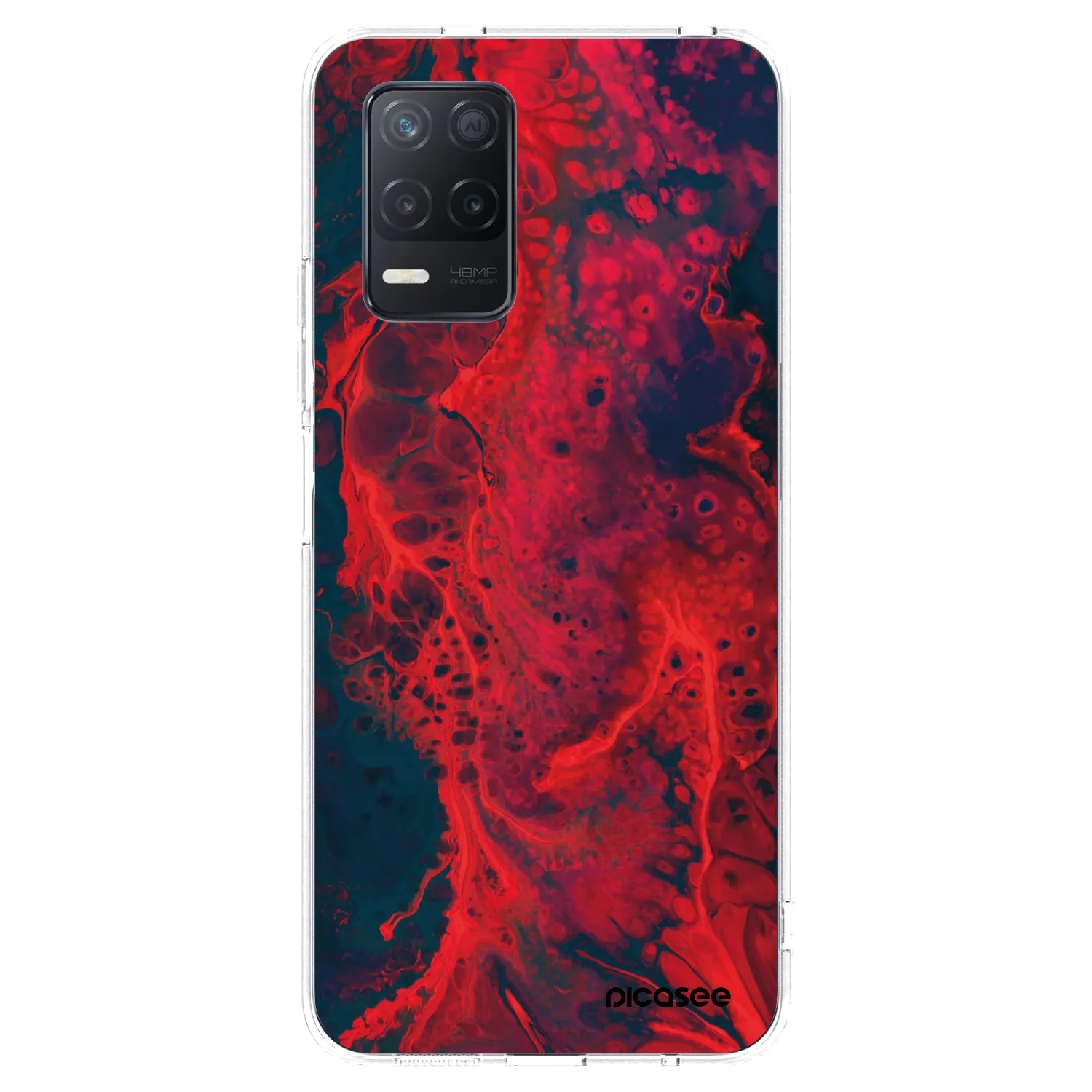 Picasee silikonowe przeźroczyste etui na Realme 8 5G - Organic red