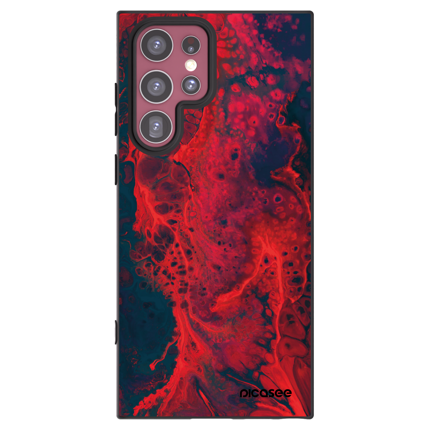 Picasee silikonowe czarne etui na Samsung Galaxy S22 Ultra 5G - Organic red