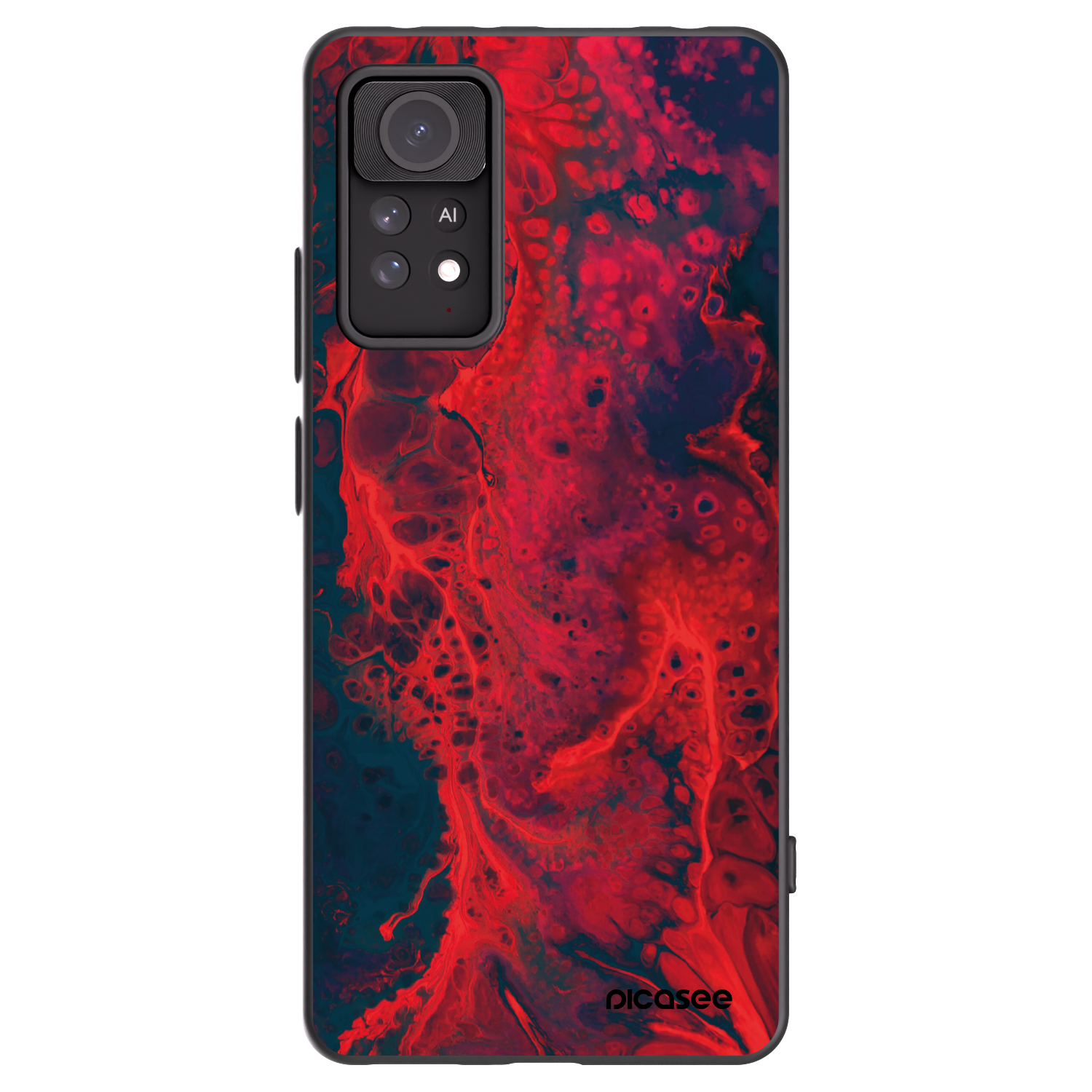 Picasee silikonowe czarne etui na Xiaomi Redmi Note 11 Pro 5G - Organic red