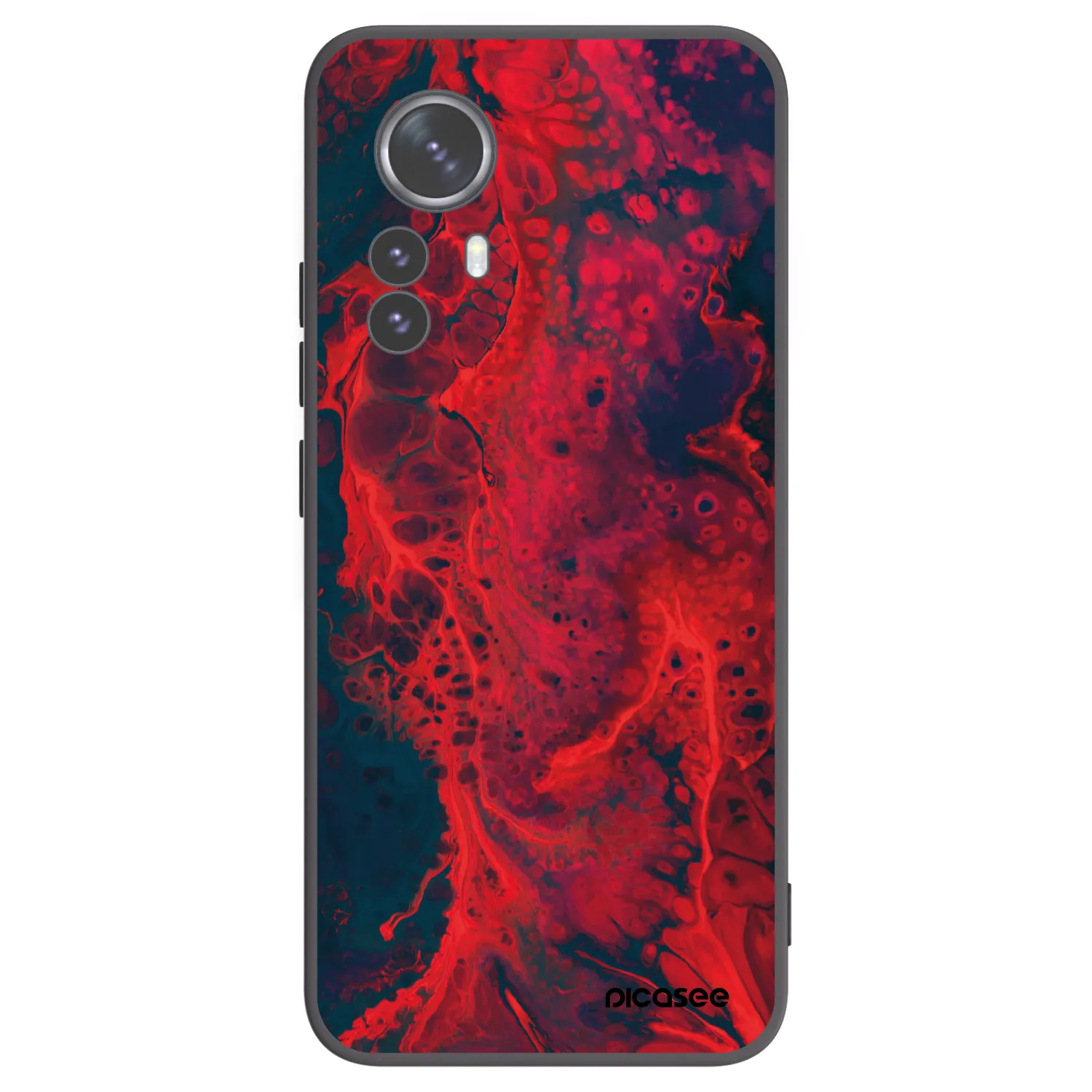 Picasee silikonowe czarne etui na Xiaomi 12 Pro - Organic red