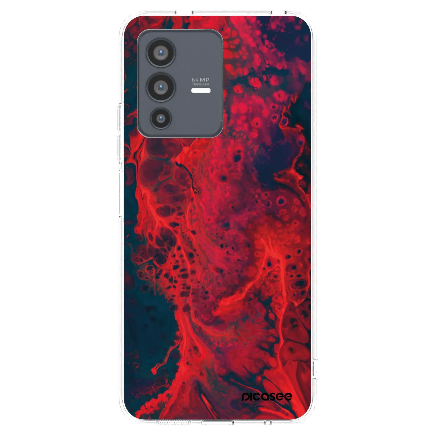 Picasee silikonowe przeźroczyste etui na Vivo V23 5G - Organic red
