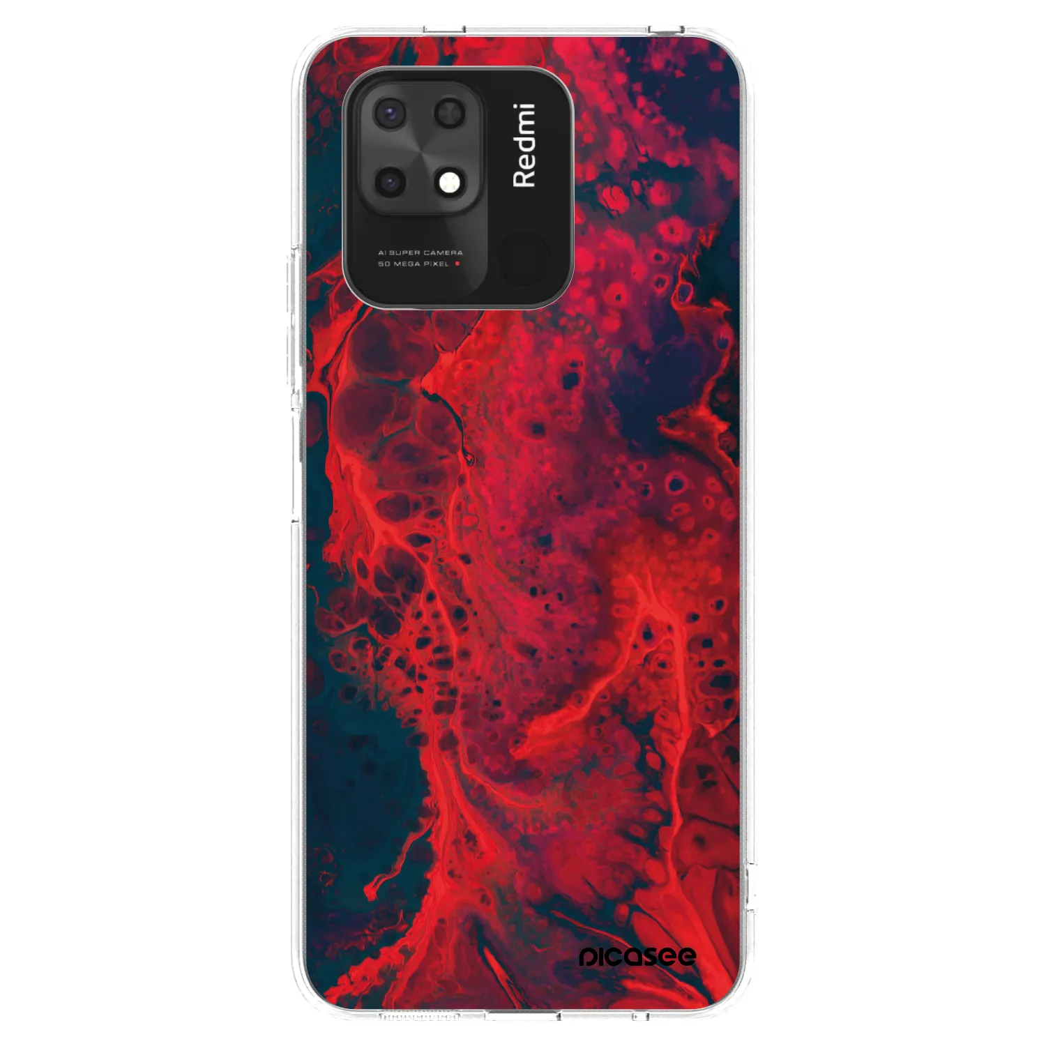 Picasee silikonowe przeźroczyste etui na Xiaomi Redmi 10C - Organic red