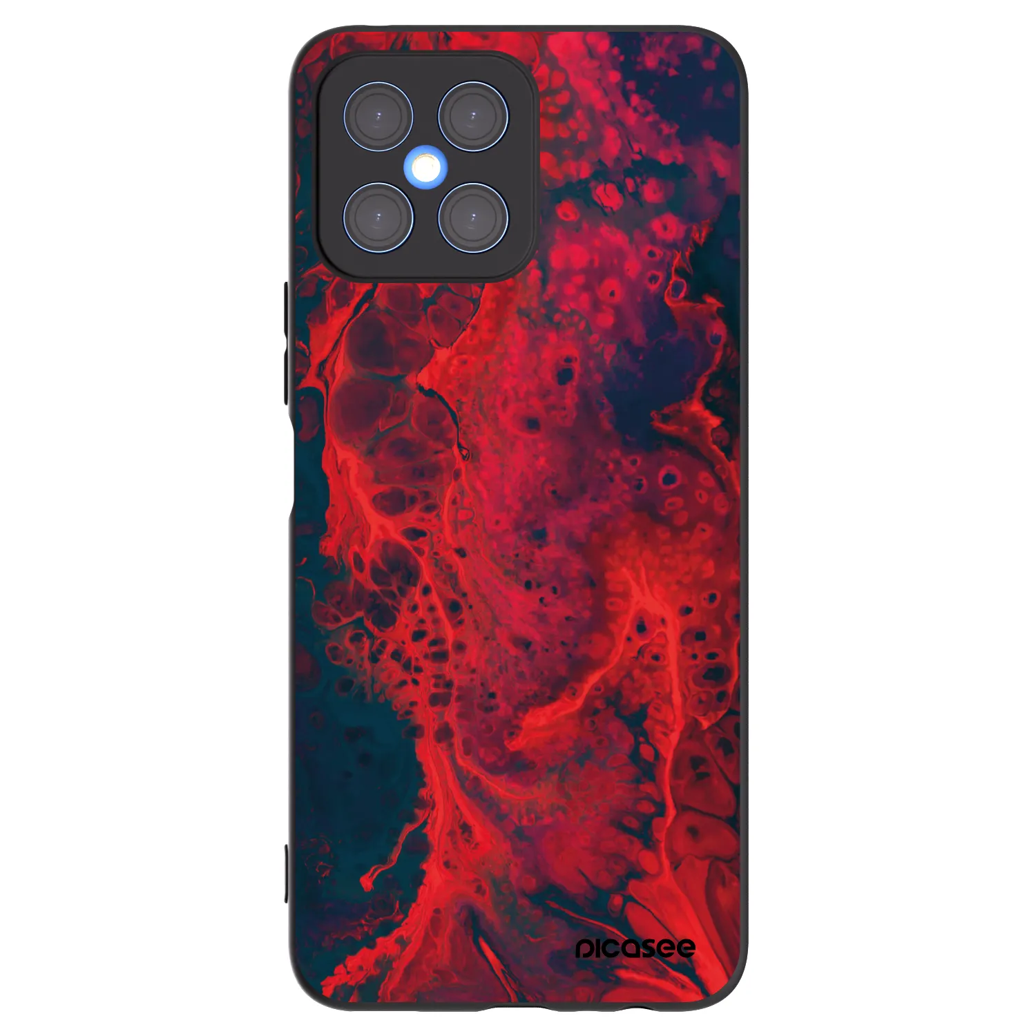 Picasee silikonowe czarne etui na Honor X8 4G - Organic red